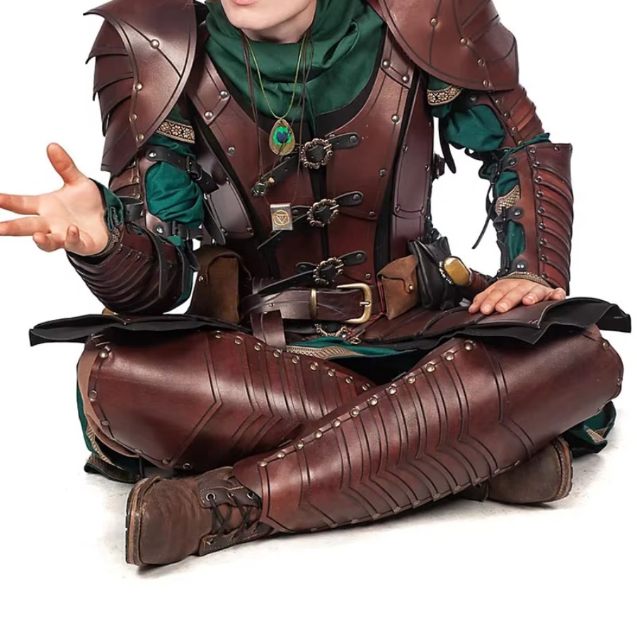 Cosplay Prop - Средневековые эльфийские кожаные щитки для ног,